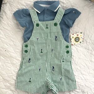 Little Me Woven Shortall Golf - 2 Piece Set
